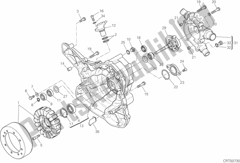 All parts for the Generator Cover of the Ducati Multistrada 1200 Enduro 2017